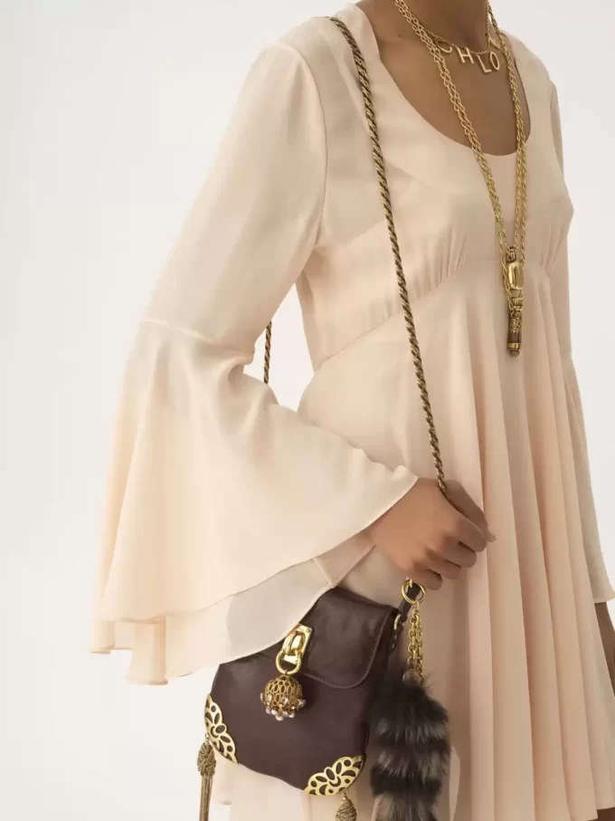 Flared mini dress in silk georgette Flared mini dress in silk georgette