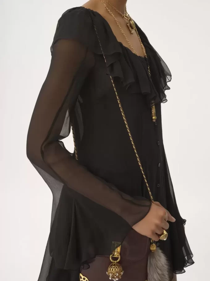 Flared mini dress in silk mousseline Flared mini dress in silk mousseline