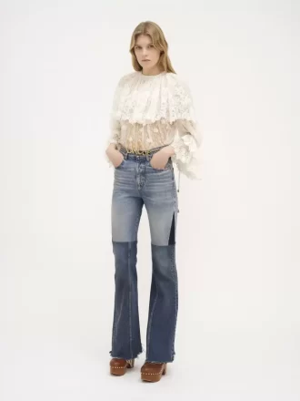 Flared patchwork jeans in denim Flared patchwork jeans in denim