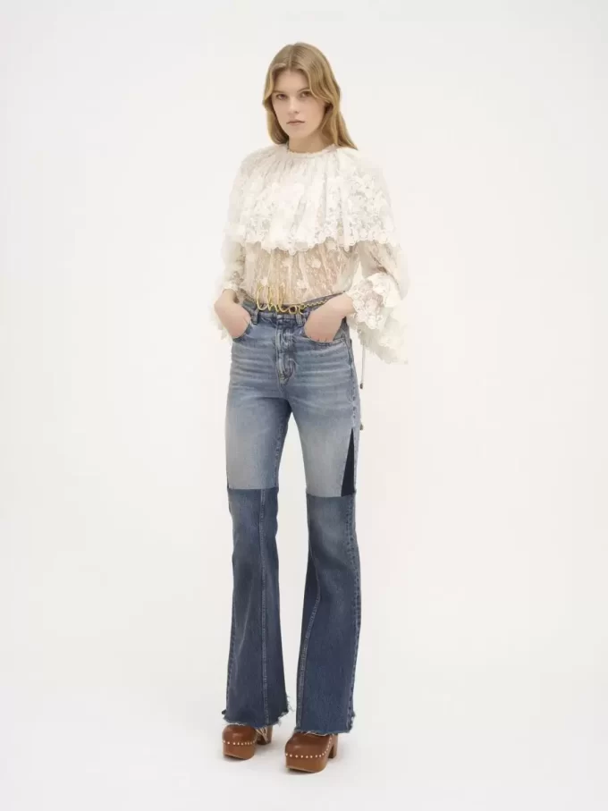Flared patchwork jeans in denim Flared patchwork jeans in denim
