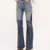 Flared patchwork jeans in denim Flared patchwork jeans in denim