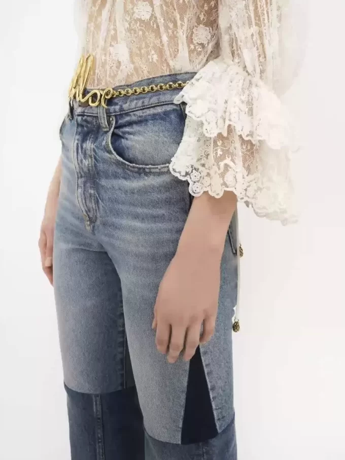 Flared patchwork jeans in denim Flared patchwork jeans in denim