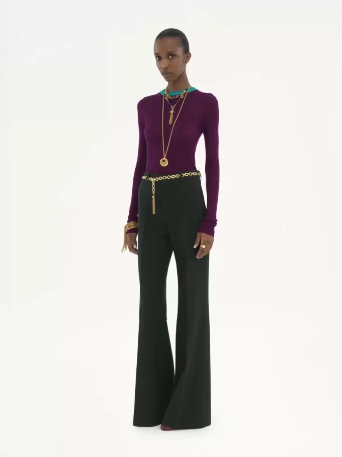Flared tailored pants in wool crêpe Flared tailored pants in wool crêpe