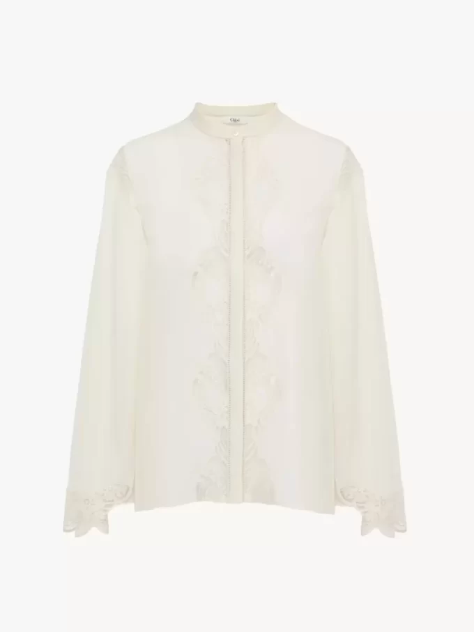Fluid blouse in silk georgette & lace Fluid blouse in silk georgette & lace