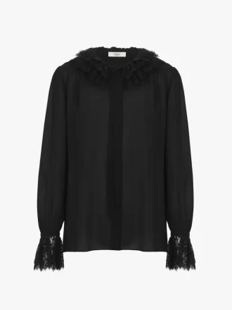 Fluid blouse in silk georgette & lace Fluid blouse in silk georgette & lace