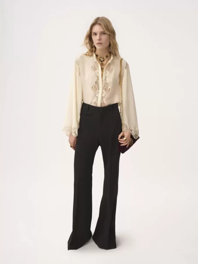 Fluid blouse in silk georgette & lace Fluid blouse in silk georgette & lace