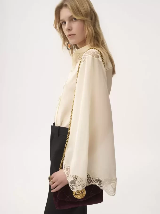 Fluid blouse in silk georgette & lace Fluid blouse in silk georgette & lace