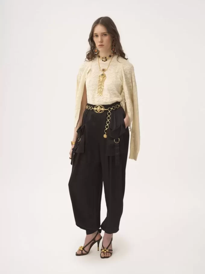 Fluid cargo pants in silk satin Fluid cargo pants in silk satin