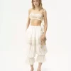 Fluid cropped pants in silk charmeuse & lace Fluid cropped pants in silk charmeuse & lace