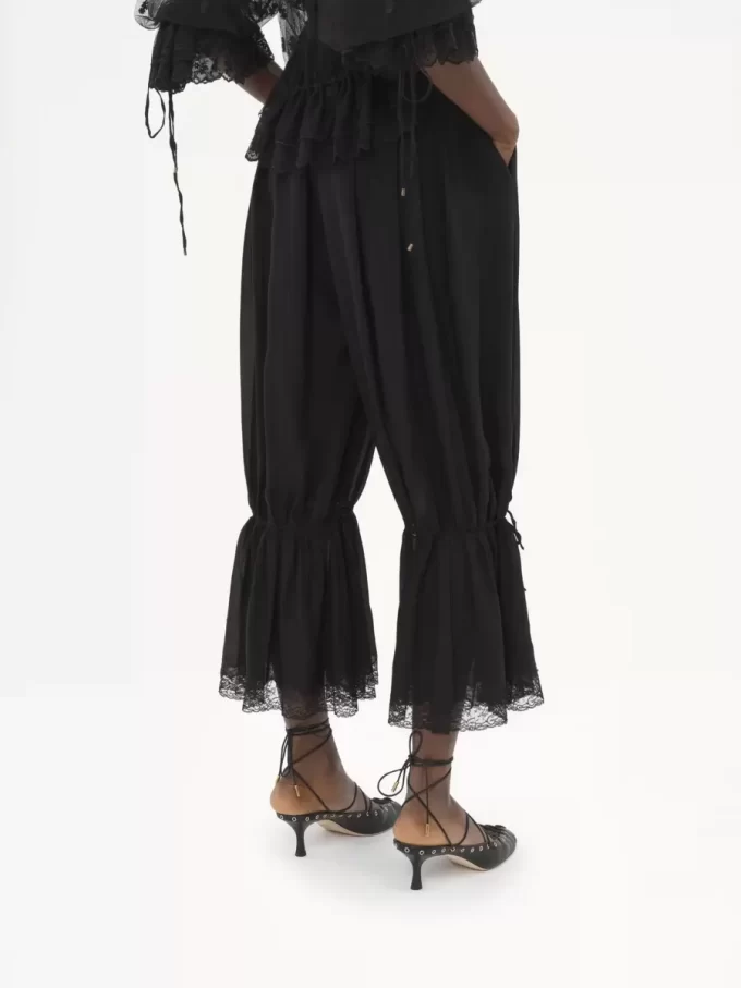 Fluid cropped pants in silk charmeuse & lace Fluid cropped pants in silk charmeuse & lace
