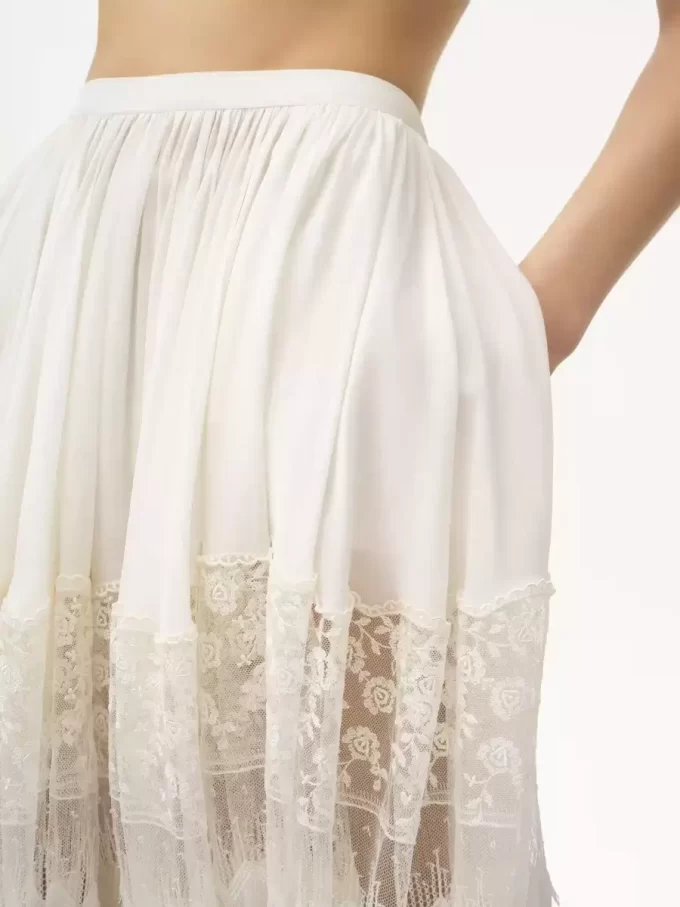 Fluid cropped pants in silk charmeuse & lace Fluid cropped pants in silk charmeuse & lace