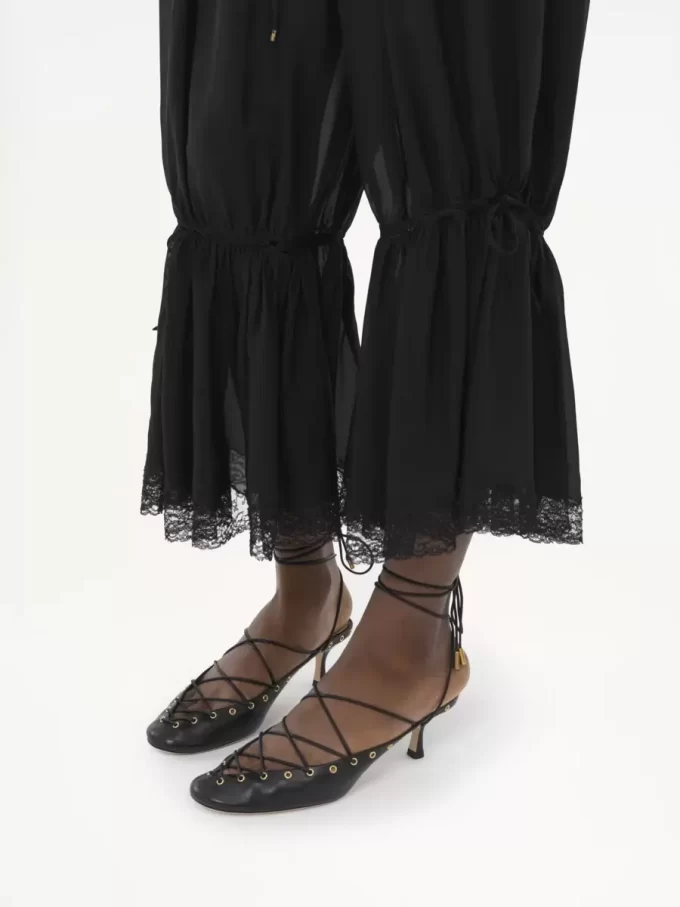 Fluid cropped pants in silk charmeuse & lace Fluid cropped pants in silk charmeuse & lace