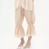 Fluid cropped pants in washed silk pongé & lace Fluid cropped pants in washed silk pongé & lace