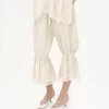 Fluid cropped pants in washed silk pongé & lace Fluid cropped pants in washed silk pongé & lace