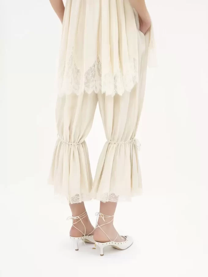 Fluid cropped pants in washed silk pongé & lace Fluid cropped pants in washed silk pongé & lace