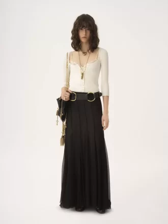 Fluid maxi skirt in silk mousseline