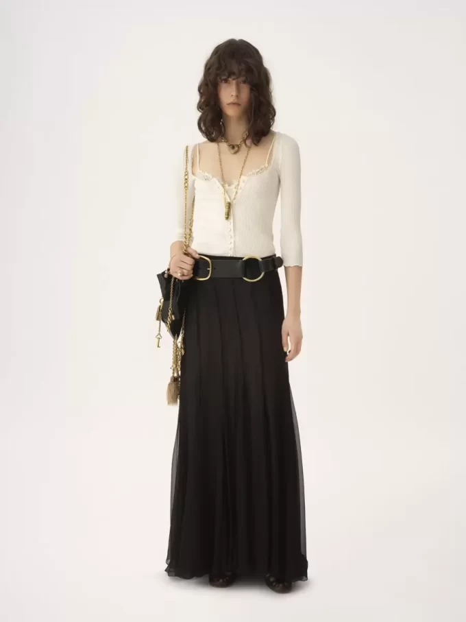 Fluid maxi skirt in silk mousseline Fluid maxi skirt in silk mousseline