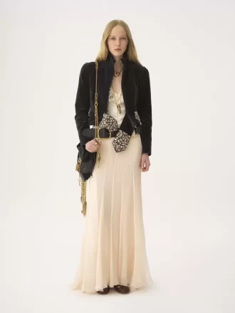 Fluid maxi skirt in silk mousseline
