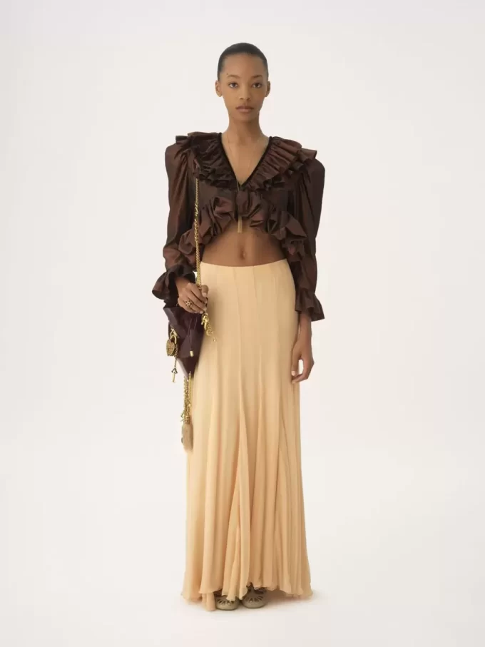 Fluid maxi skirt in silk mousseline Fluid maxi skirt in silk mousseline