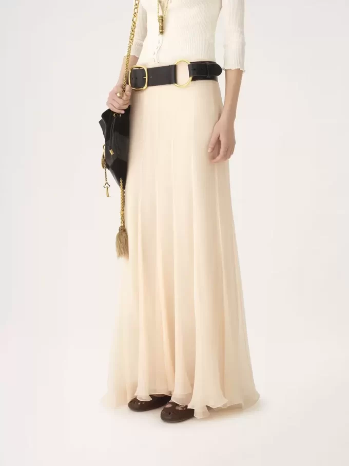 Fluid maxi skirt in silk mousseline Fluid maxi skirt in silk mousseline