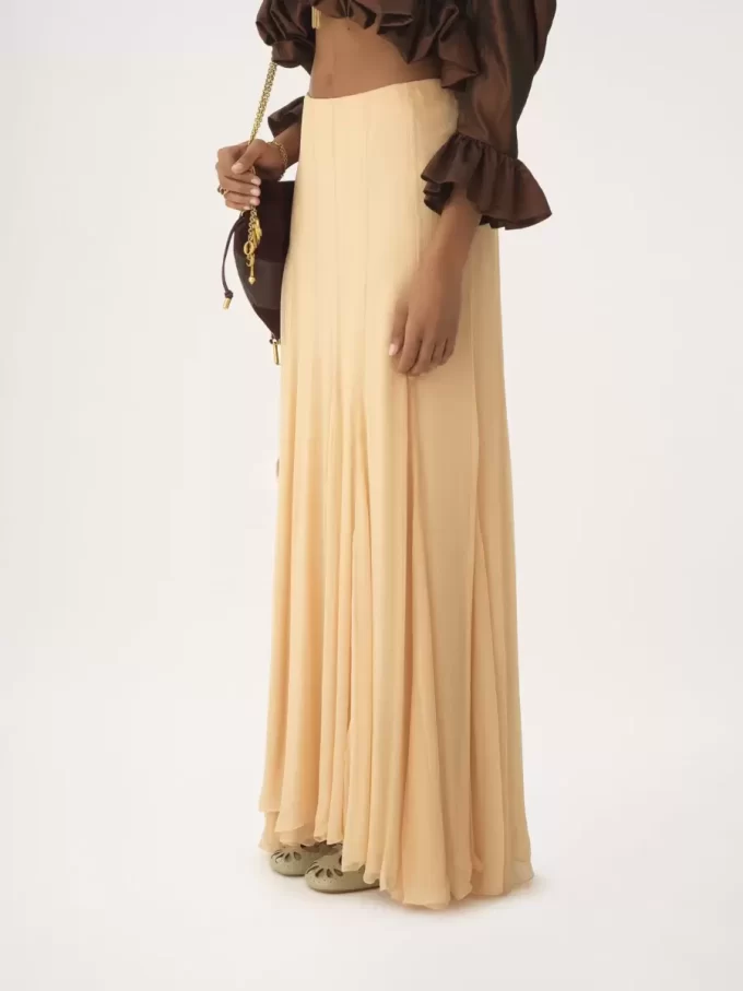 Fluid maxi skirt in silk mousseline Fluid maxi skirt in silk mousseline
