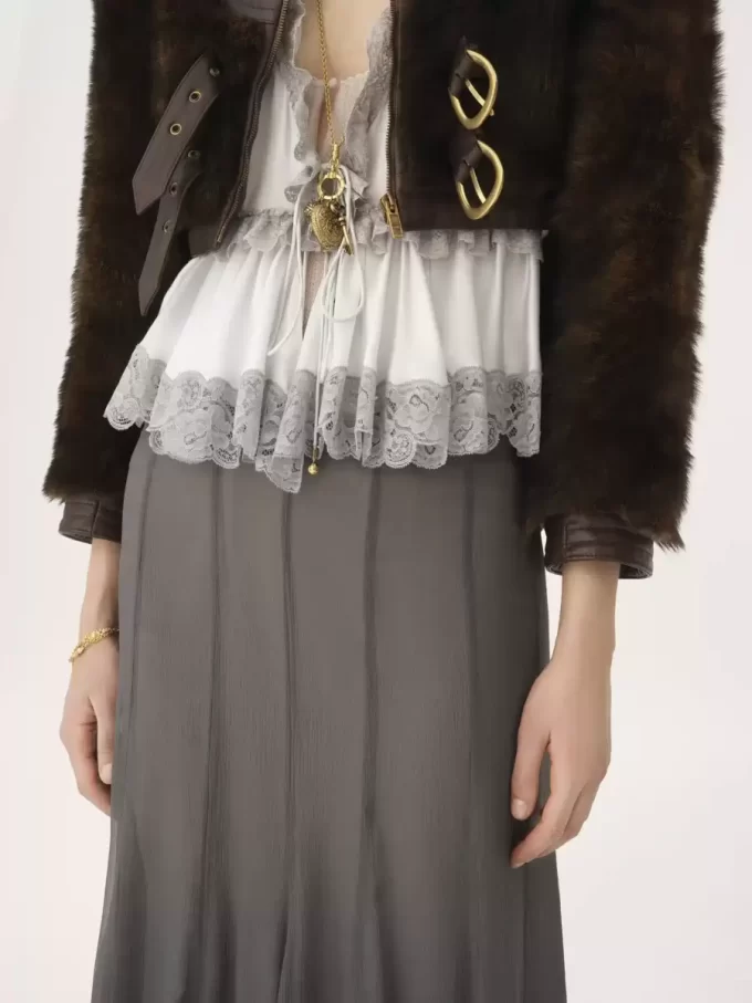 Fluid maxi skirt in silk mousseline Fluid maxi skirt in silk mousseline