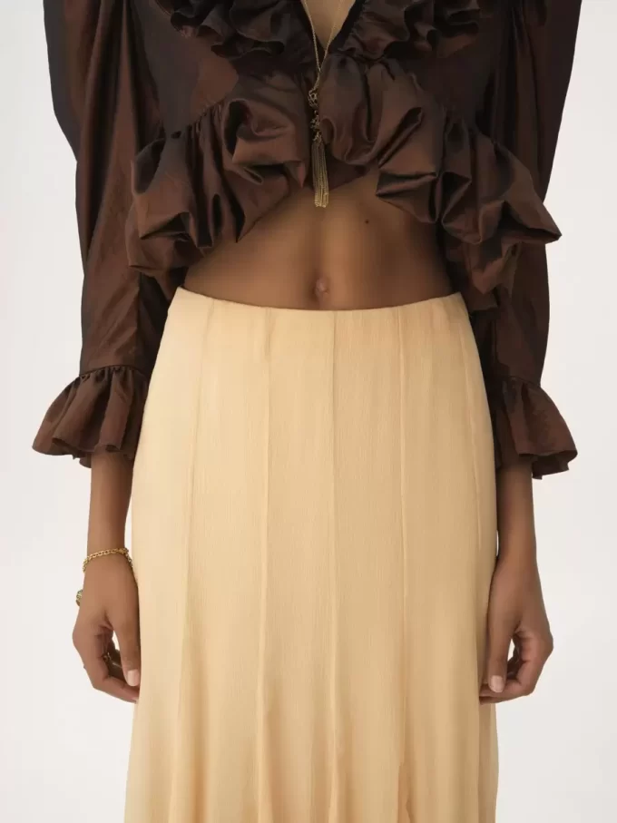 Fluid maxi skirt in silk mousseline Fluid maxi skirt in silk mousseline