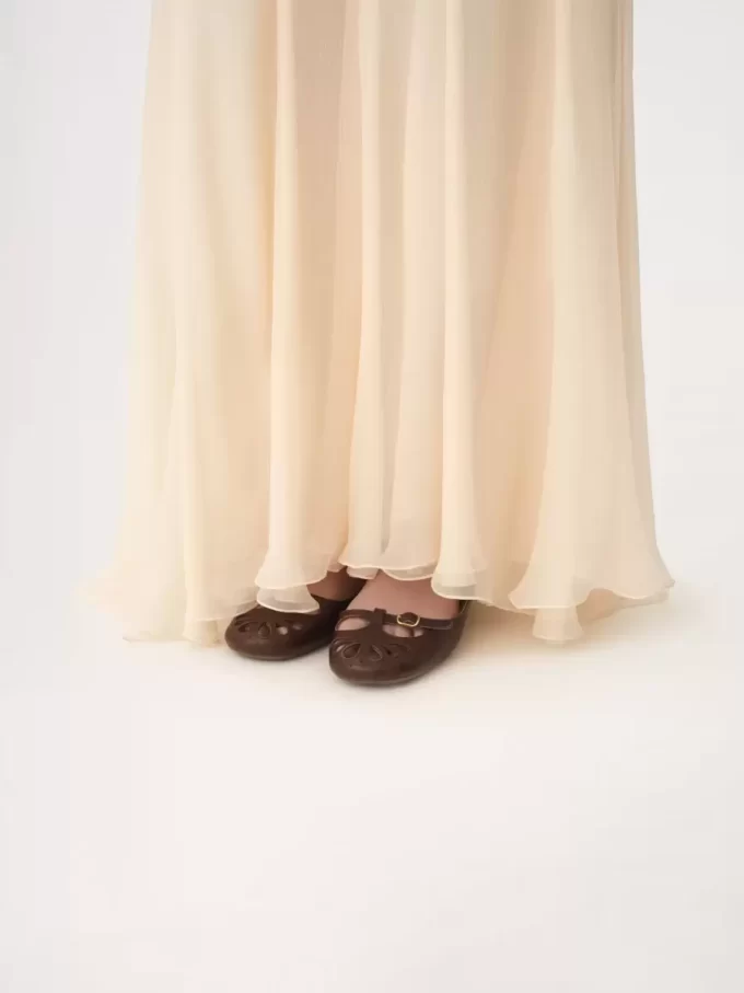 Fluid maxi skirt in silk mousseline Fluid maxi skirt in silk mousseline