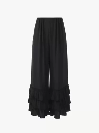 Fluid wide-leg pants in crêpe de chine