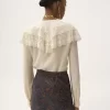 Gathered blouse in crêpe de chine & lace Gathered blouse in crêpe de chine & lace