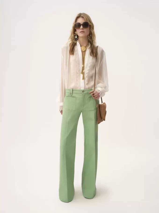 Gathered blouse in silk mousseline & lace Gathered blouse in silk mousseline & lace