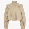 Gathered boule jacket in cotton gabardine Gathered boule jacket in cotton gabardine