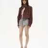Gathered boule jacket in leather Gathered boule jacket in leather
