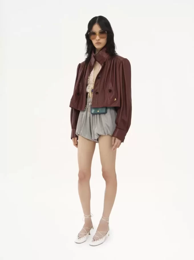 Gathered boule jacket in leather Gathered boule jacket in leather