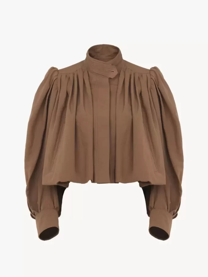 Gathered boule jacket in linen & cotton Gathered boule jacket in linen & cotton