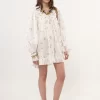 Gathered long-sleeve mini dress in cotton voile Gathered long-sleeve mini dress in cotton voile