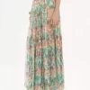 Gathered maxi skirt in silk mousseline Gathered maxi skirt in silk mousseline