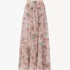 Gathered midi skirt in crêpe de chine Gathered midi skirt in crêpe de chine