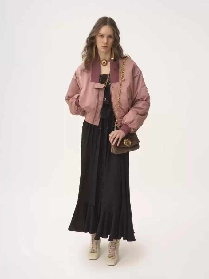 Gathered midi skirt in silk jacquard Gathered midi skirt in silk jacquard