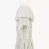 High-low ruffled dress in silk habotai & lace High-low ruffled dress in silk habotai & lace
