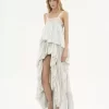 High-low ruffled dress in silk habotai & lace High-low ruffled dress in silk habotai & lace
