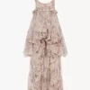 High-low ruffled dress in silk mousseline High-low ruffled dress in silk mousseline