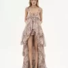 High-low ruffled dress in silk mousseline High-low ruffled dress in silk mousseline