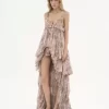 High-low ruffled dress in silk mousseline High-low ruffled dress in silk mousseline