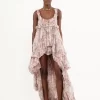 High-low ruffled dress in silk mousseline High-low ruffled dress in silk mousseline