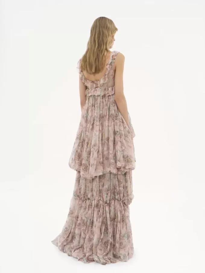 High-low ruffled dress in silk mousseline High-low ruffled dress in silk mousseline