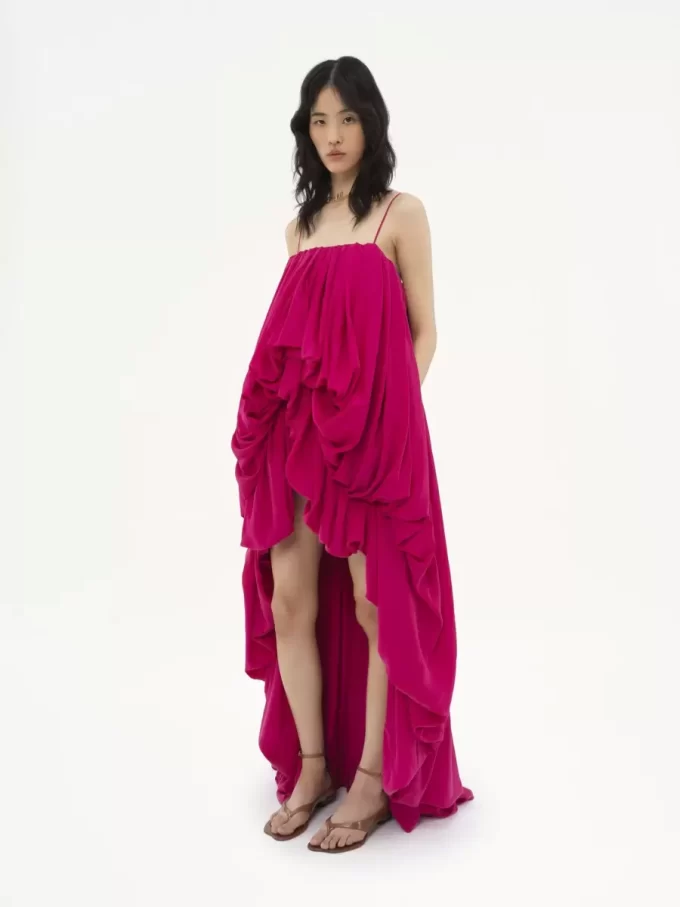 High-low sleeveless jumpsuit in washed silk pongé High-low sleeveless jumpsuit in washed silk pongé