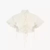 High-neck cropped top in cotton tulle & lace High-neck cropped top in cotton tulle & lace