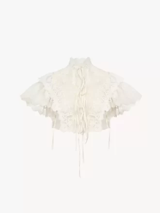 High-neck cropped top in cotton tulle & lace High-neck cropped top in cotton tulle & lace