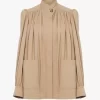 High-neck gathered jacket in cotton gabardine High-neck gathered jacket in cotton gabardine